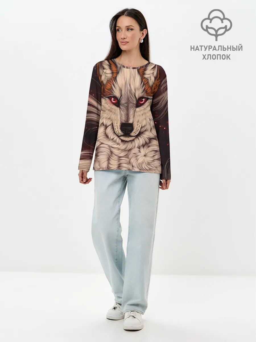 Лонгслив женский. Хлопок / Красивая Волчица