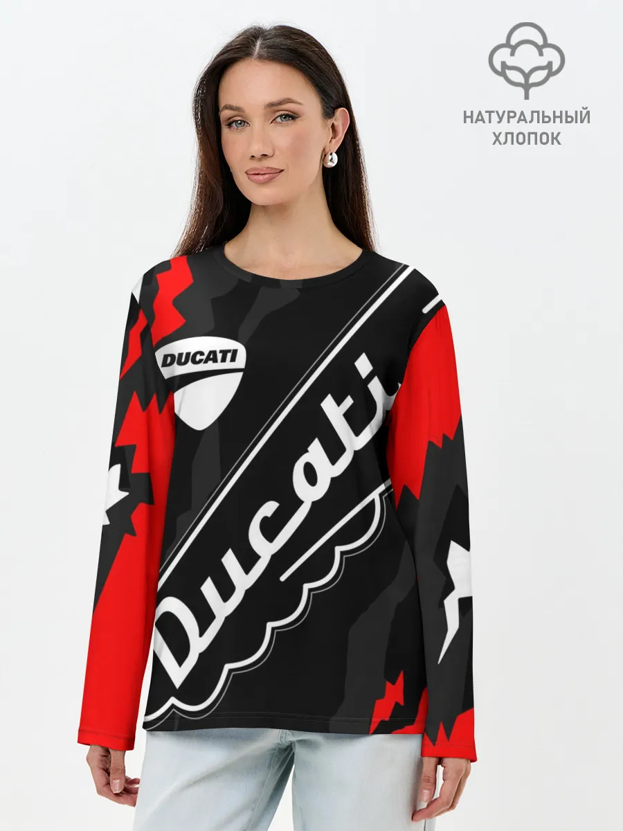 Лонгслив женский. Хлопок / DUCATI / ДУКАТИ / SPORT