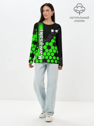 Лонгслив женский. Хлопок / KAWASAKI / КАВАСАКИ