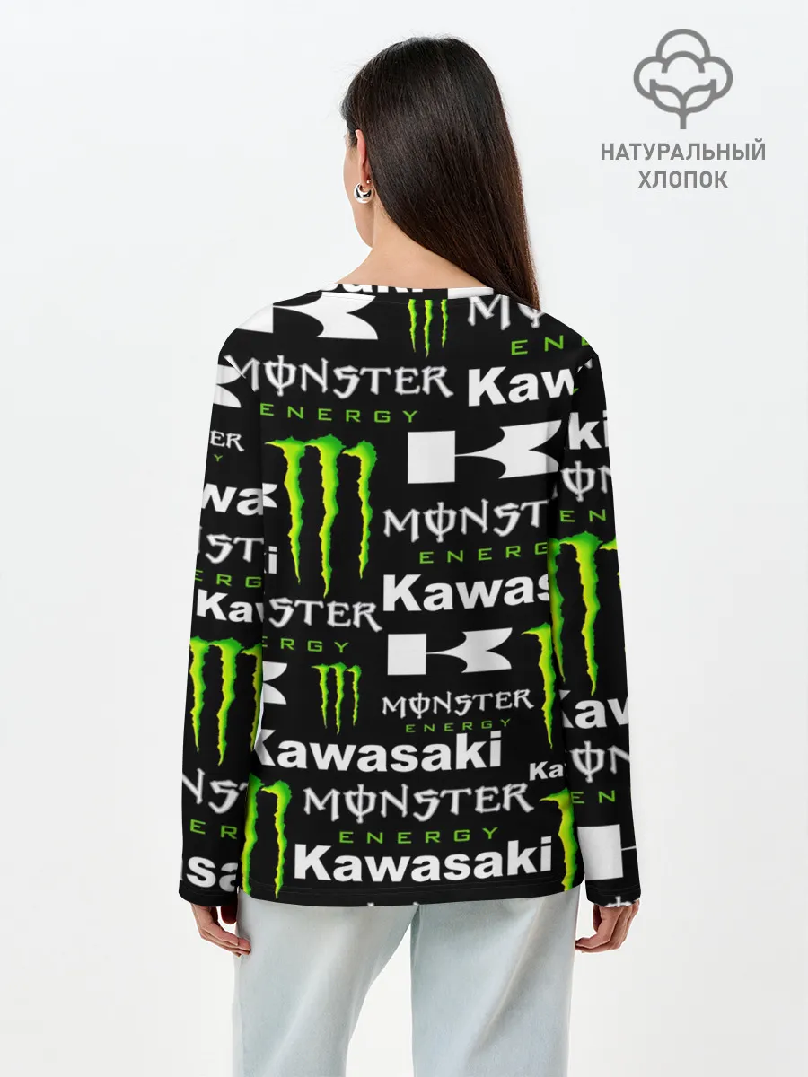 Лонгслив женский. Хлопок / KAWASAKI X MONSTER ENERGY