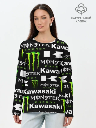 Лонгслив женский. Хлопок / KAWASAKI X MONSTER ENERGY