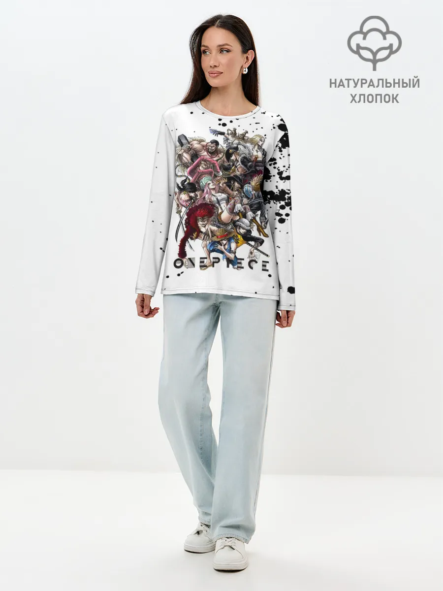 Лонгслив женский. Хлопок / Пираты One Piece. Большой куш