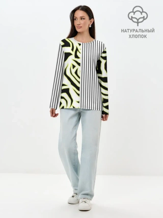 Лонгслив женский. Хлопок / Зебра