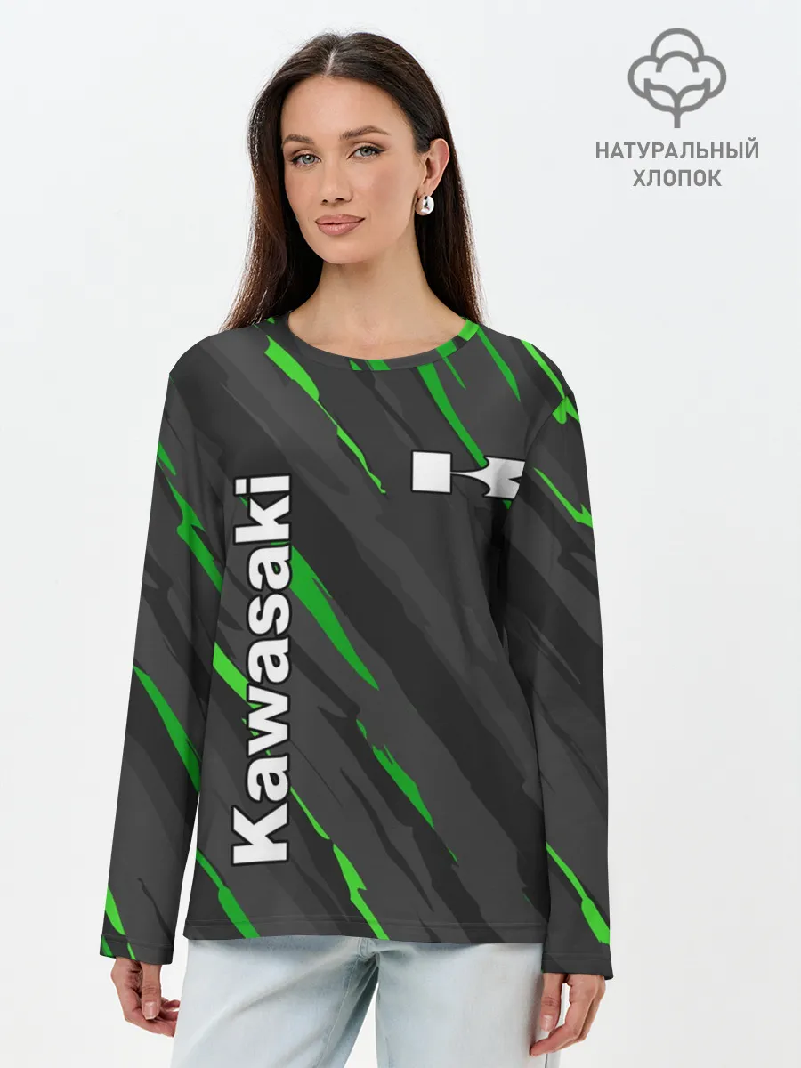 Лонгслив женский. Хлопок / KAWASAKI / КАВАСАКИ / SPORT