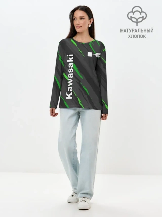 Лонгслив женский. Хлопок / KAWASAKI / КАВАСАКИ / SPORT
