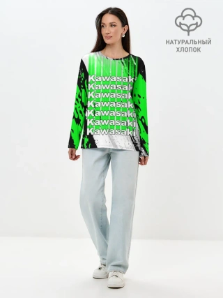 Лонгслив женский. Хлопок / KAWASAKI / КАВАСАКИ / SPORT