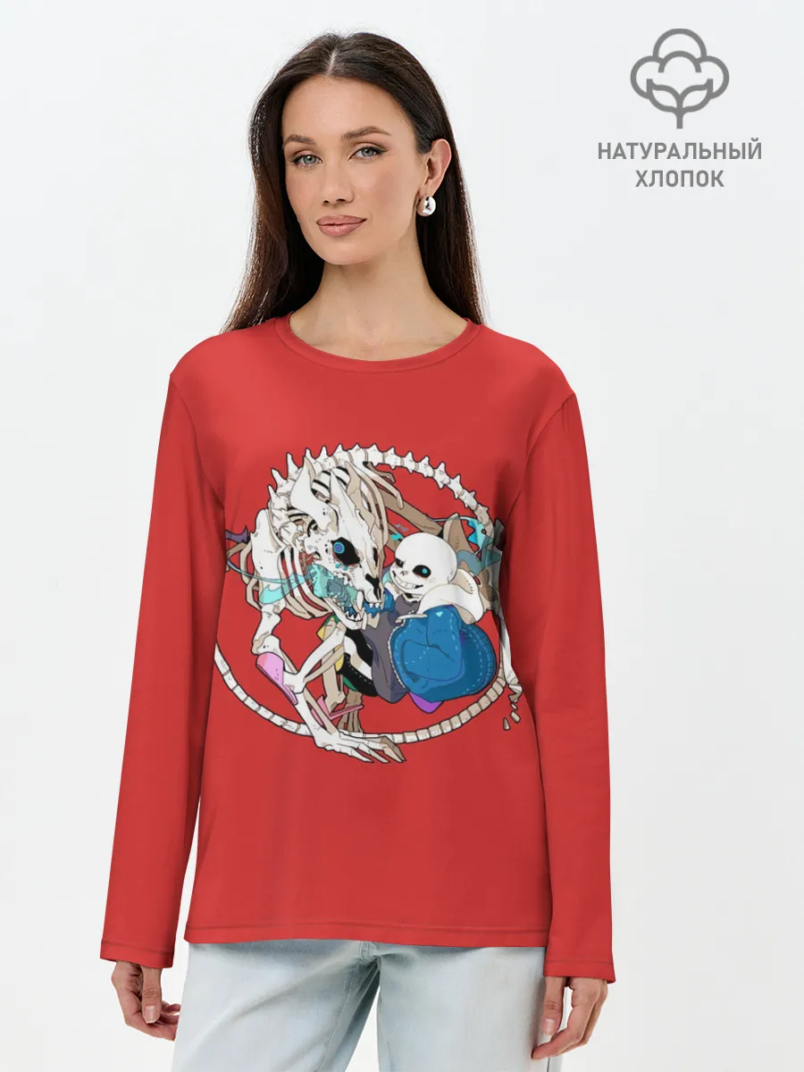 Лонгслив женский. Хлопок / Снас и дракон