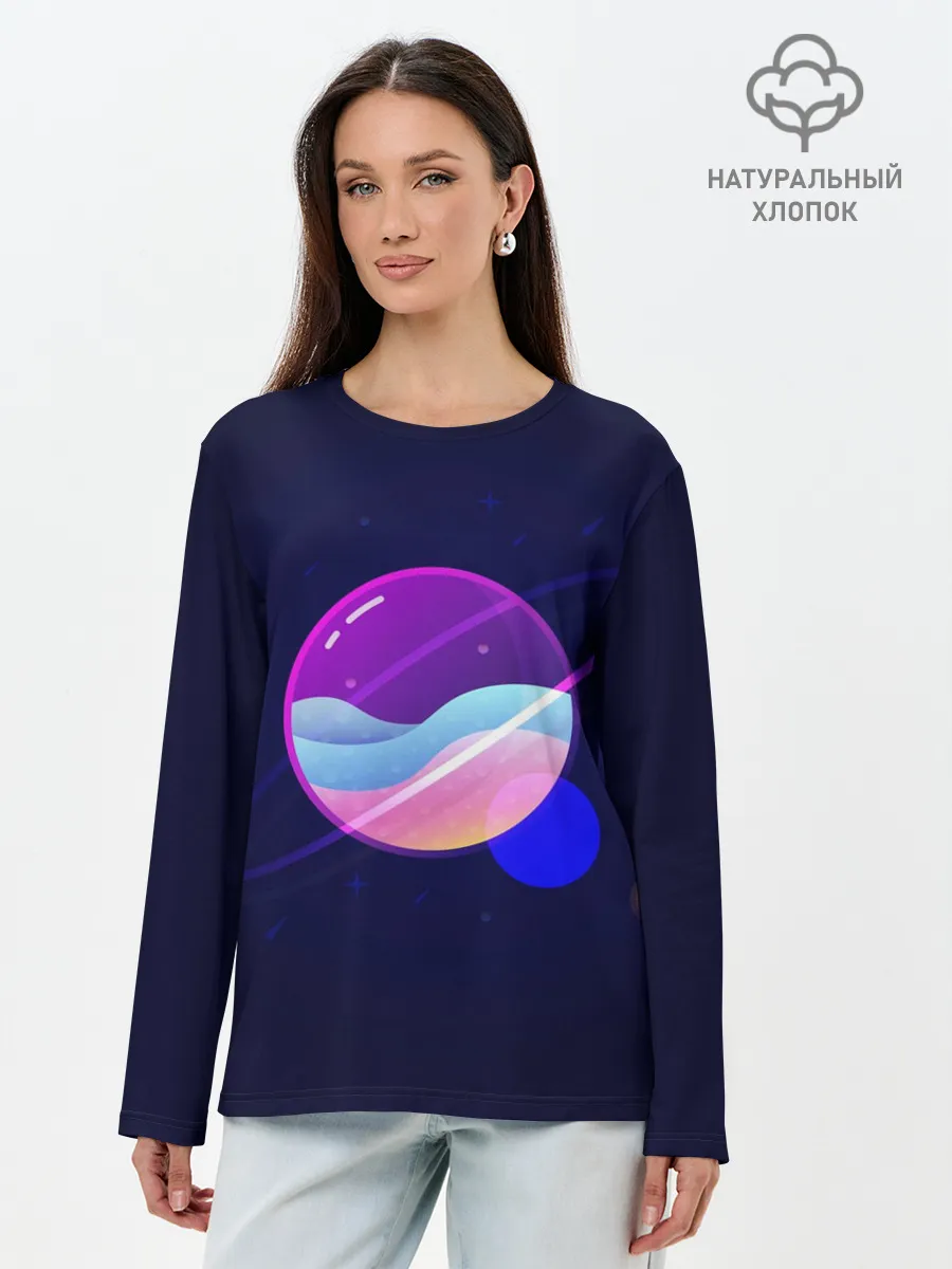 Лонгслив женский. Хлопок / Галактический оттенок