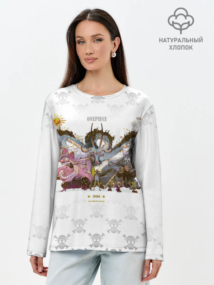 Лонгслив женский. Хлопок / Монстры пираты One Piece