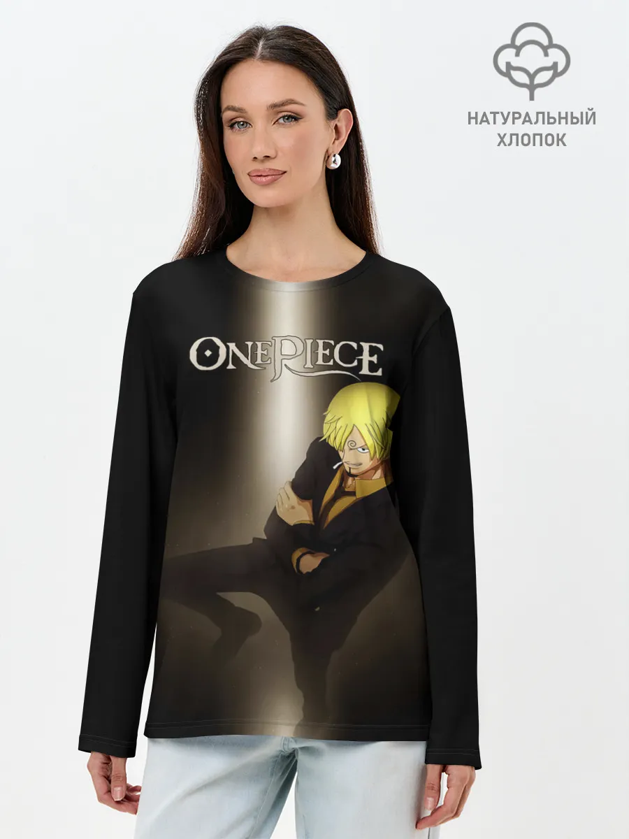 Лонгслив женский. Хлопок / Винсмок Санджи | One Piece. Большой куш