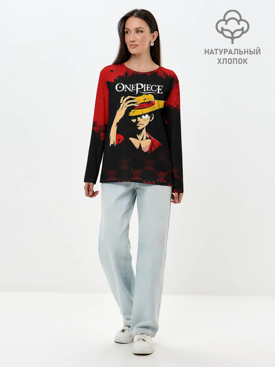 Лонгслив женский. Хлопок / Луффи One Piece. Большой куш