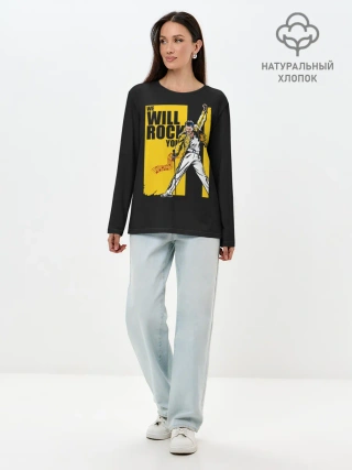 Лонгслив женский. Хлопок / We will rock you