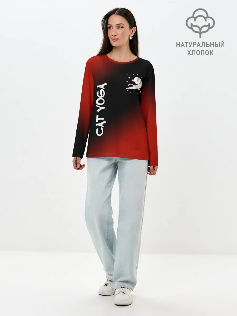 Лонгслив женский. Хлопок / Yoga Cat - Gradient