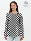 Лонгслив женский. Хлопок / ШАХМАТНАЯ КЛЕТКА В ГОРОШЕК