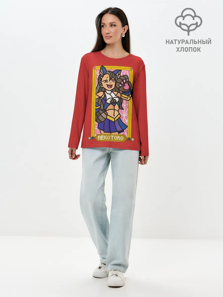 Лонгслив женский. Хлопок / Некоторо. Мозаика