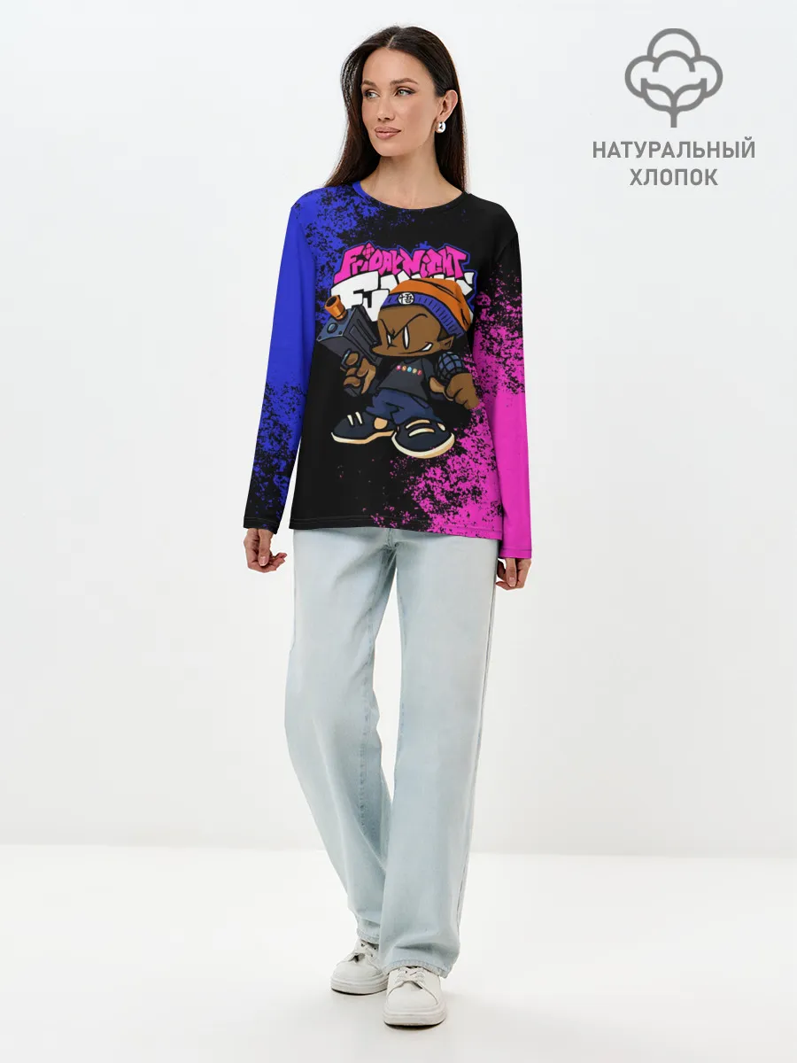 Лонгслив женский. Хлопок / Black Пико
