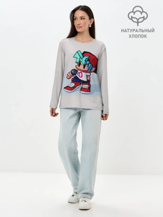 Лонгслив женский. Хлопок / Бойфренд с микрофоном