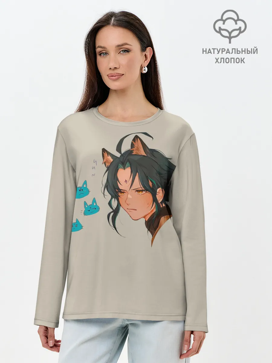 Лонгслив женский. Хлопок / Сяо из Genshin Impact
