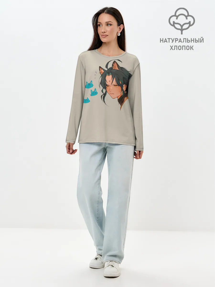 Лонгслив женский. Хлопок / Сяо из Genshin Impact