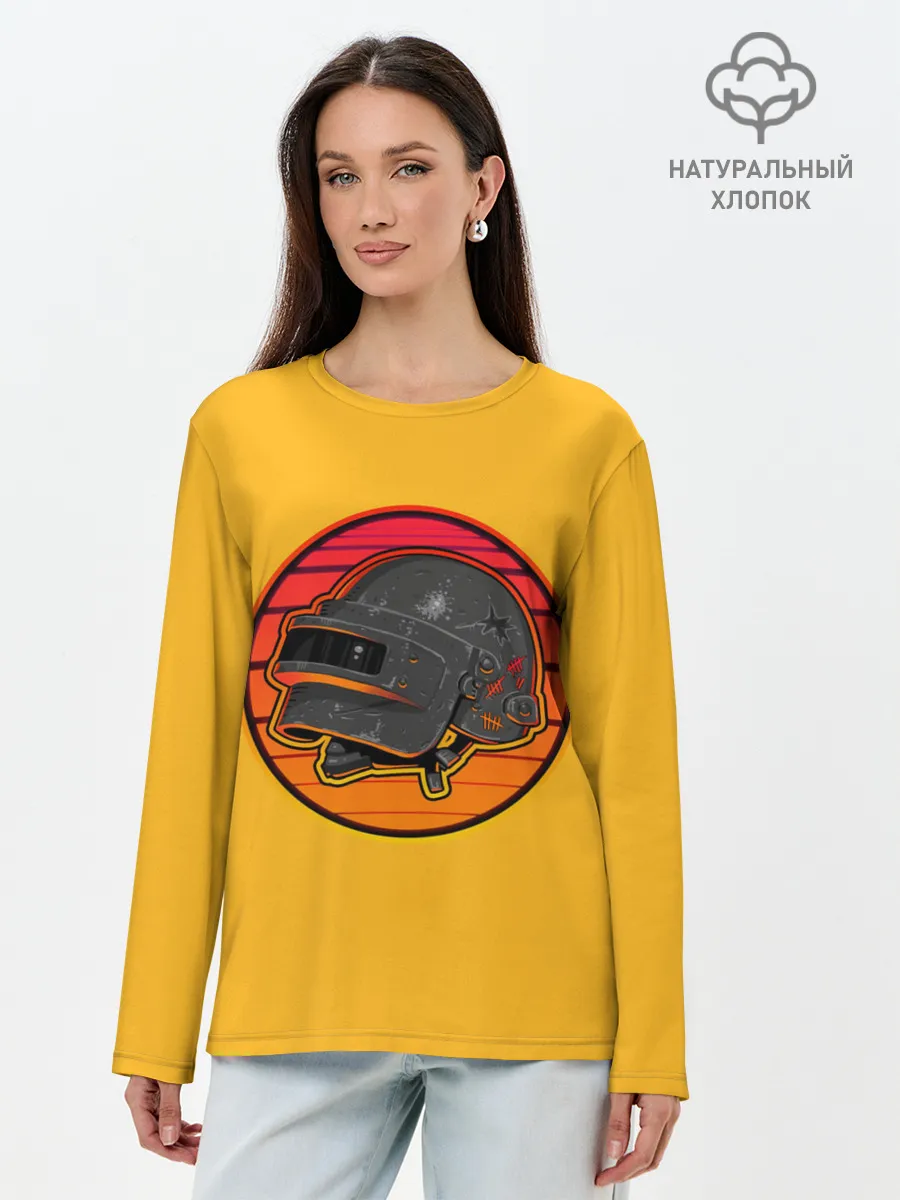 Лонгслив женский. Хлопок / Шлем Пабг