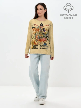 Лонгслив женский. Хлопок / One Piece пираты Соломенной Шляпы