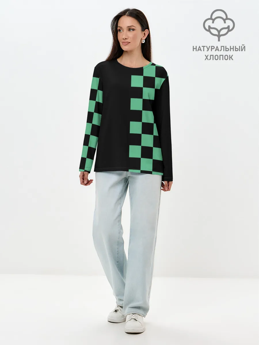 Лонгслив женский. Хлопок / КОСТЮМ TANJIRO KAMADO | ТАНДЖИРО