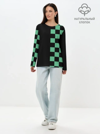 Лонгслив женский. Хлопок / КОСТЮМ TANJIRO KAMADO | ТАНДЖИРО