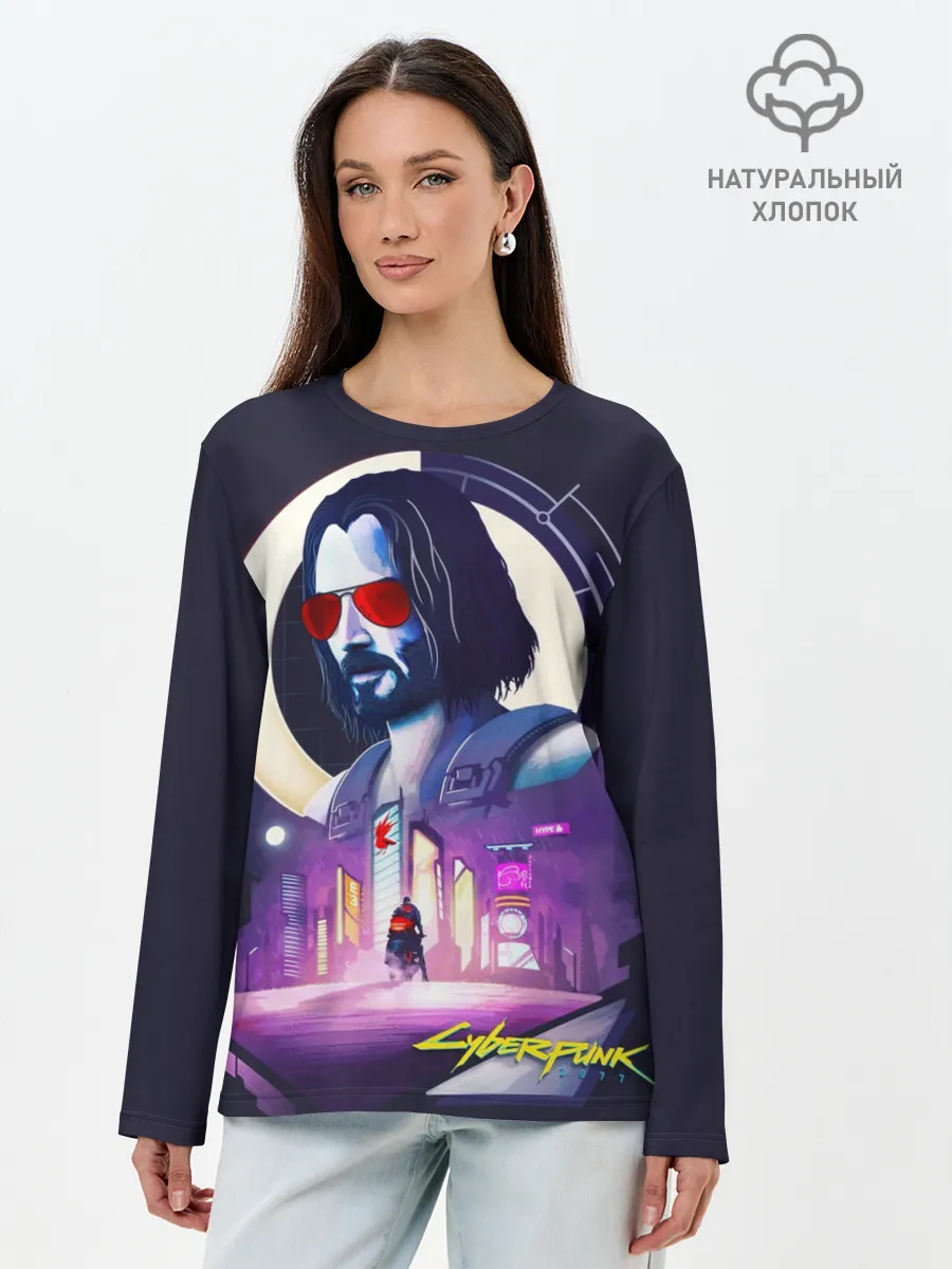 Лонгслив женский. Хлопок / Cyberpunk 2077 | Johnny
