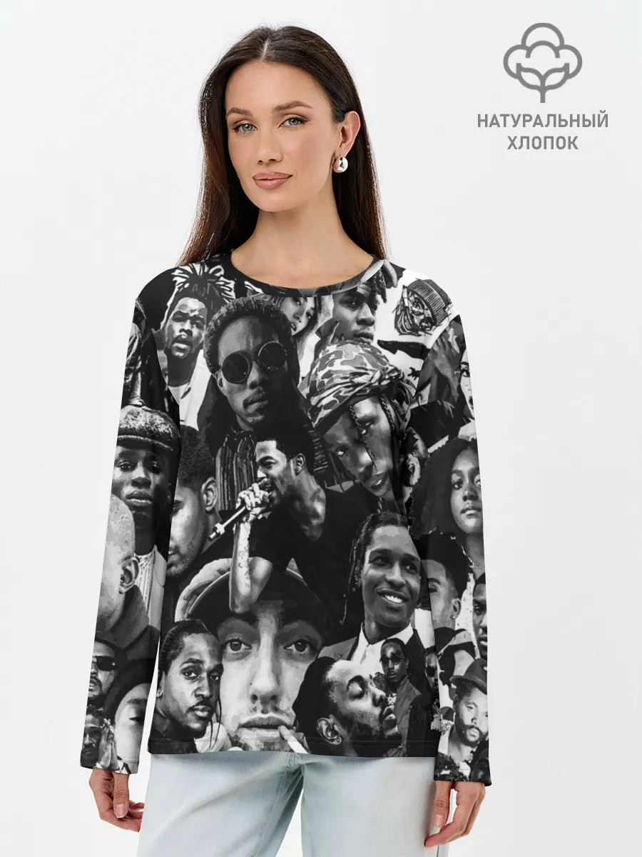 Лонгслив женский. Хлопок / Music Rap allpic