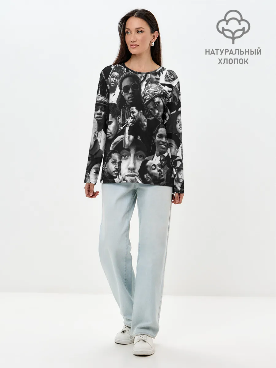 Лонгслив женский. Хлопок / Music Rap allpic