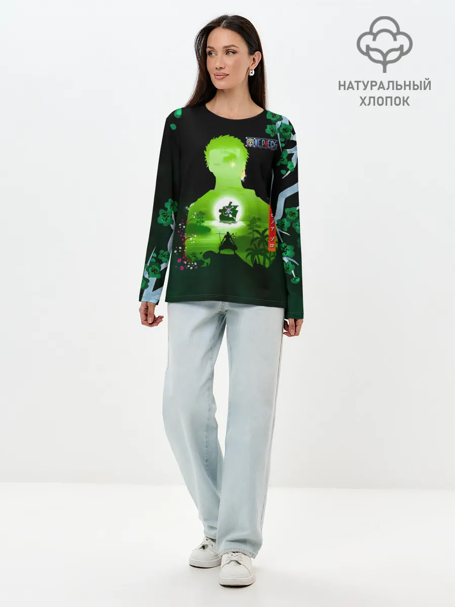 Лонгслив женский. Хлопок / Зоро One Piece. Большой куш