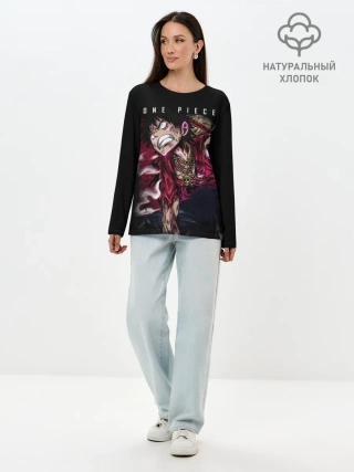 Лонгслив женский. Хлопок / Агрессия Луффи One Piece