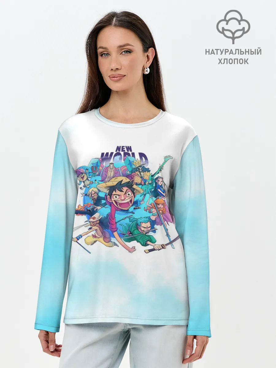 Лонгслив женский. Хлопок / Новый Мир | One Piece. Большой куш