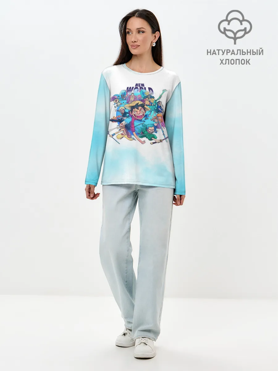Лонгслив женский. Хлопок / Новый Мир | One Piece. Большой куш