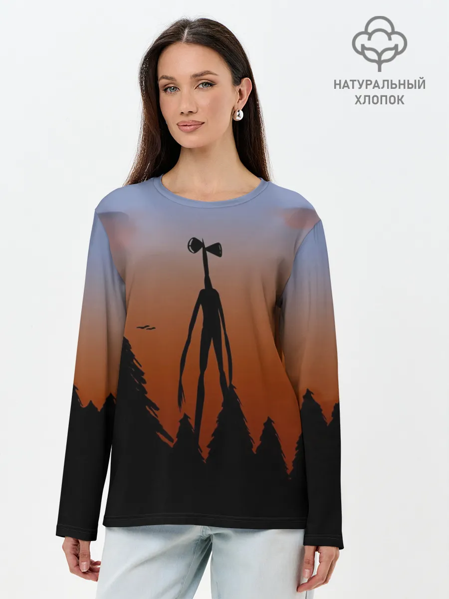 Лонгслив женский. Хлопок / Сиреноголовый |Siren Head| Лес