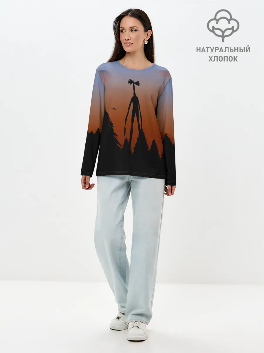 Лонгслив женский. Хлопок / Сиреноголовый |Siren Head| Лес