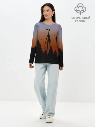 Лонгслив женский. Хлопок / Сиреноголовый |Siren Head| Лес