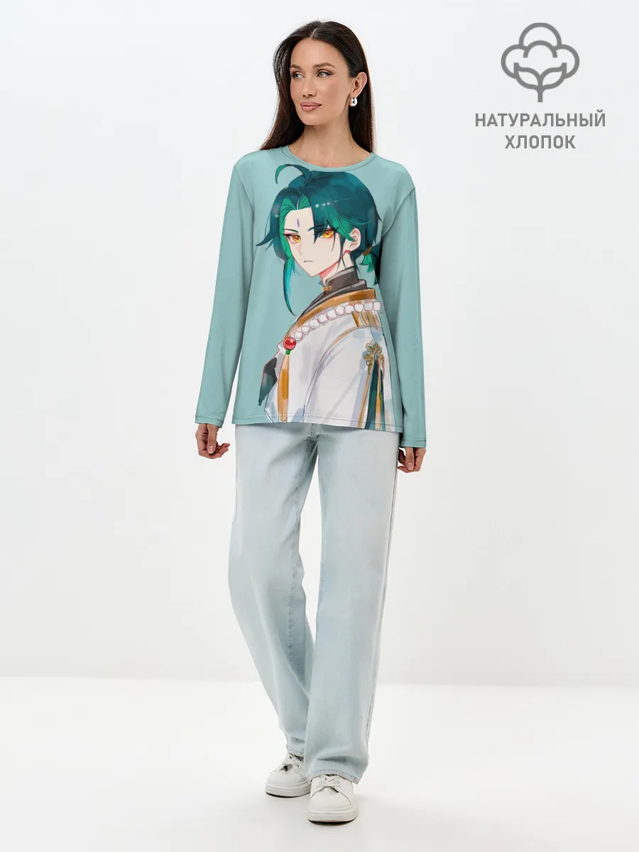 Лонгслив женский. Хлопок / Xiao / Genshin Impact /
