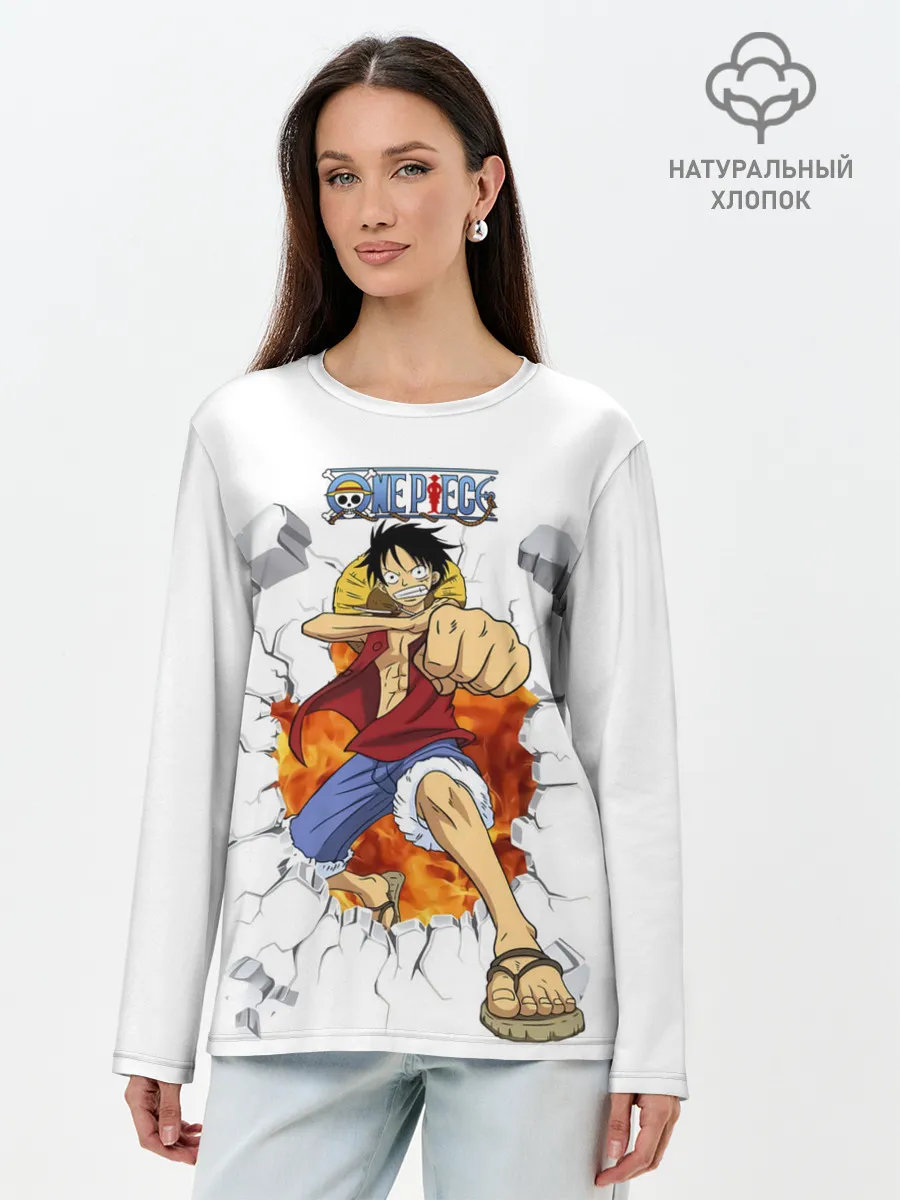 Лонгслив женский. Хлопок / Луффи One Piece. Большой куш