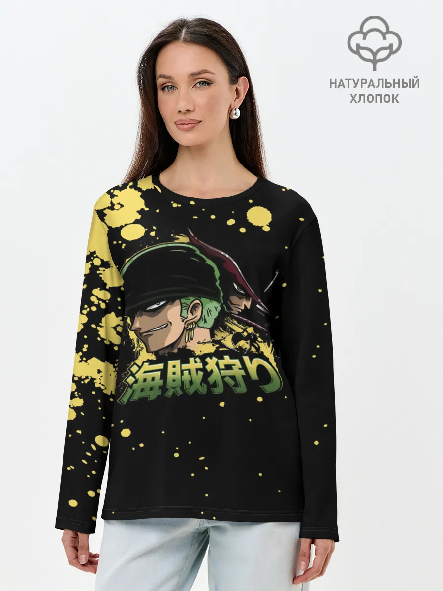 Лонгслив женский. Хлопок / Зоро One Piece. Большой куш