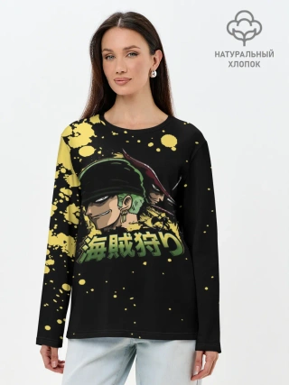Лонгслив женский. Хлопок / Зоро One Piece. Большой куш