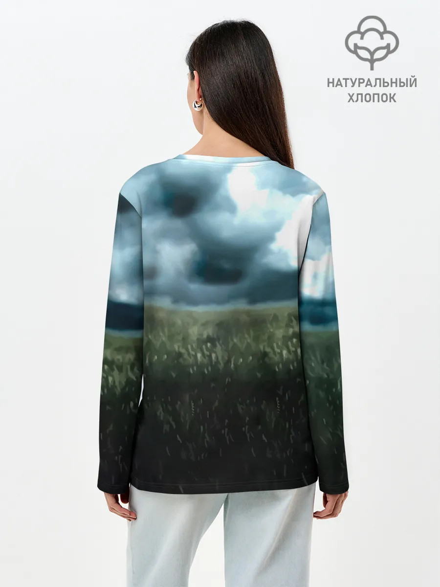 Лонгслив женский. Хлопок / Луффи в поле. One Piece