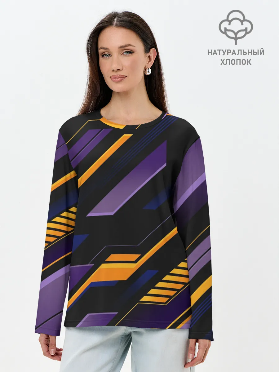 Лонгслив женский. Хлопок / ТЕХНО БРОНЯ | ФУТУРИЗМ