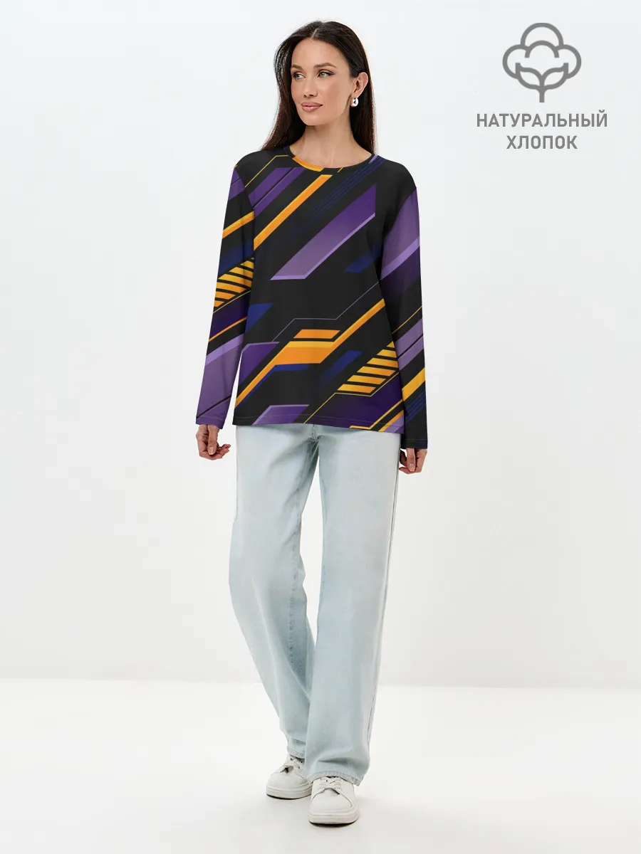 Лонгслив женский. Хлопок / ТЕХНО БРОНЯ | ФУТУРИЗМ