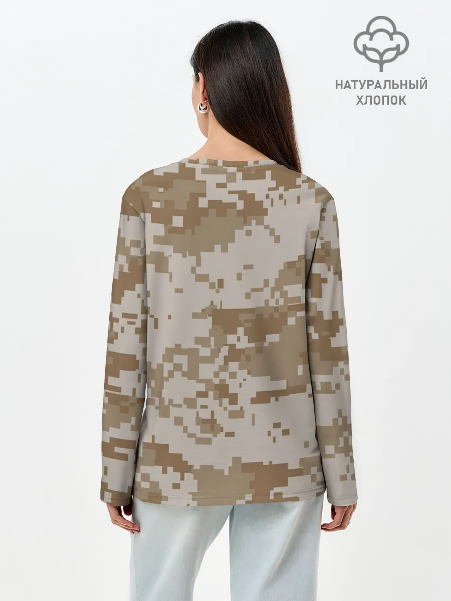 Лонгслив женский. Хлопок / Камуфляжный пиксель