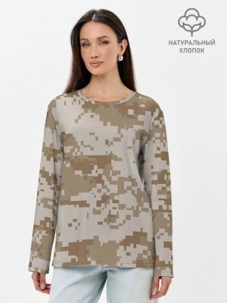 Лонгслив женский. Хлопок / Камуфляжный пиксель