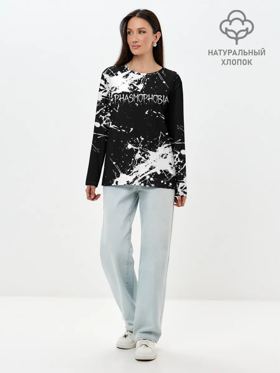 Лонгслив женский. Хлопок / Phasmophobia / краска