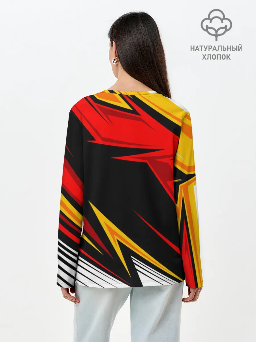 Лонгслив женский. Хлопок / КРАСНО-ЖЕЛТЫЙ СПОРТ | SPORT