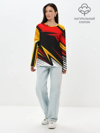 Лонгслив женский. Хлопок / КРАСНО-ЖЕЛТЫЙ СПОРТ | SPORT