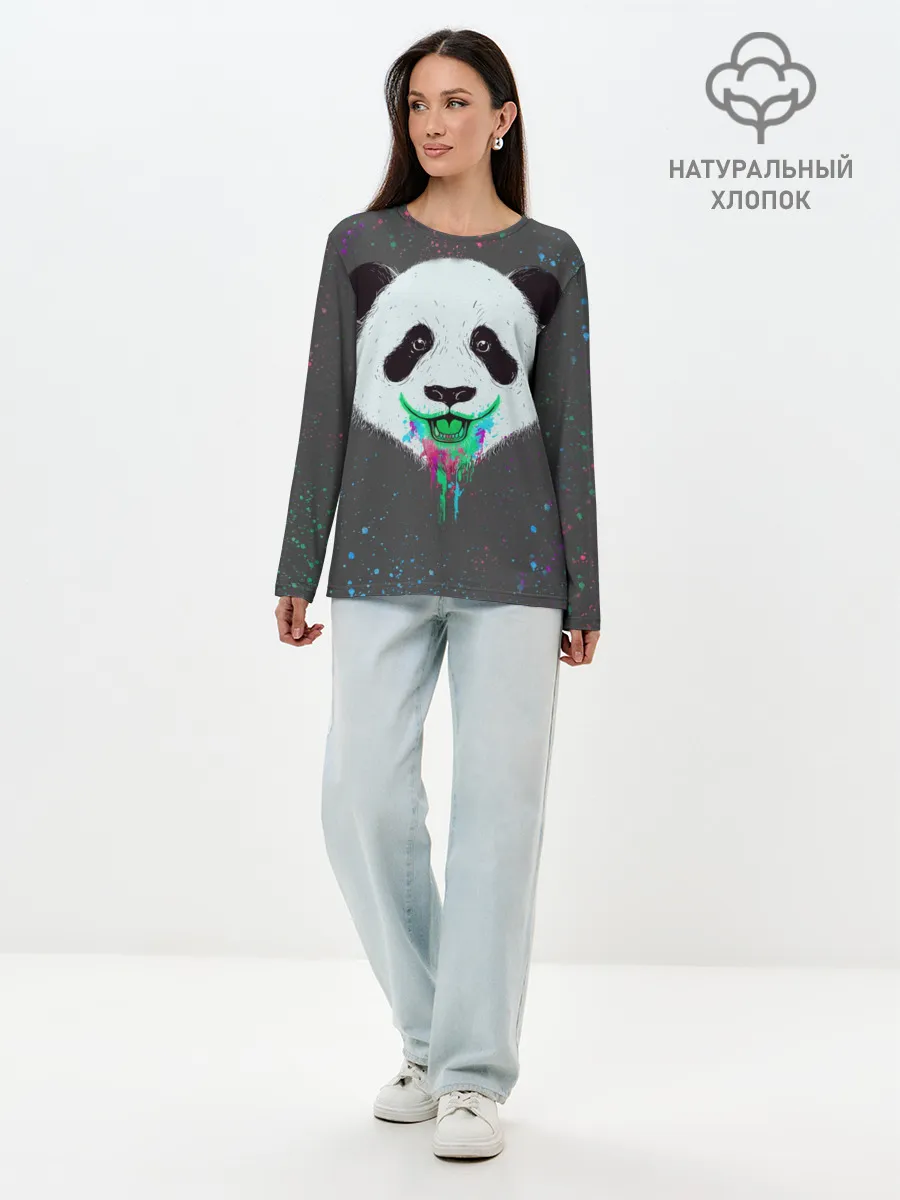 Лонгслив женский. Хлопок / Панда Краски Брызги